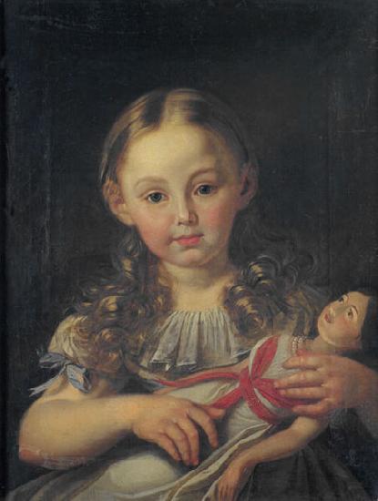 unknow artist Girl with a doll oil painting image